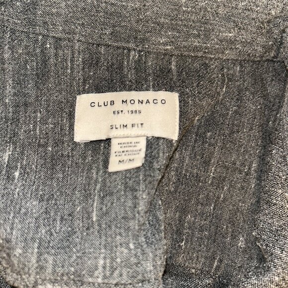 Club Monaco Slim Fit, Grey Button Up Shirt, Men's Medium - Picture 6 of 8